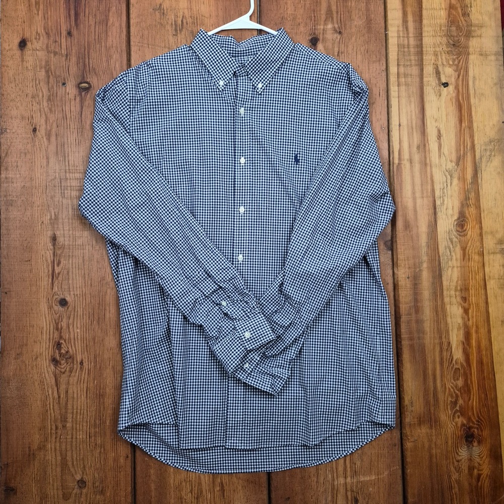 Polo Ralph Lauren Men's XL Classic Fit Gingham Button Down Shirt Navy White